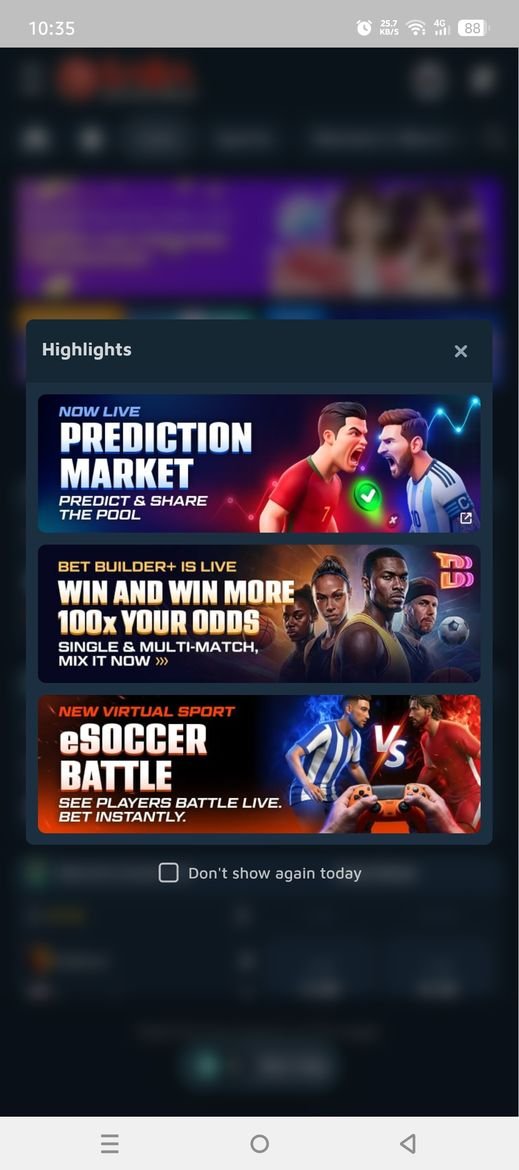 BetCX7 app highlights — prediction market and bet builder